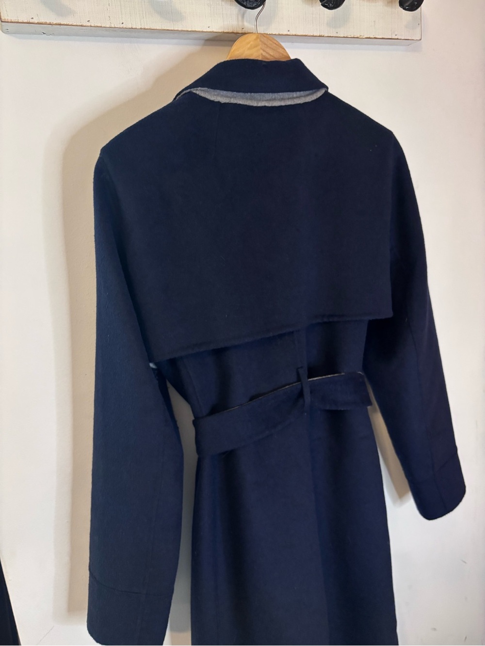 J. Crew Harriet Double Faced Wool Hooded Trench Navy Gray - Picture 11 of 14